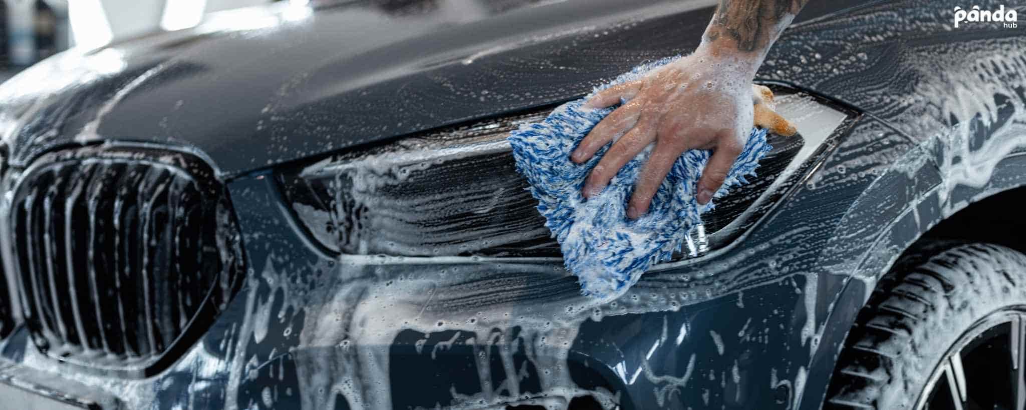 Detailed black car exterior finish